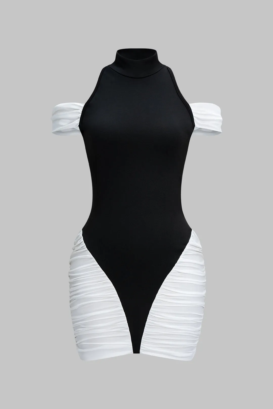 Cut Out Patchwork Ruched Mini Dress sold by Micas product image thumbnail 2