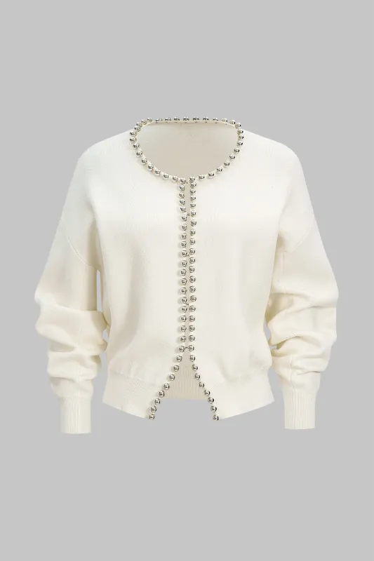 Knit Metallic Decor Cardigan sold by Micas