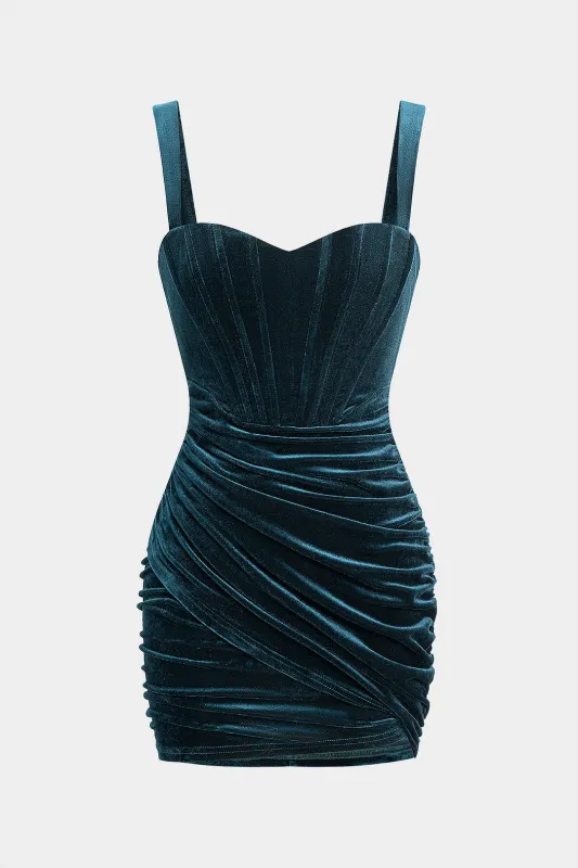 Velvet Ruched Corset Backless Slip Sleeveless Mini Dress sold by Micas