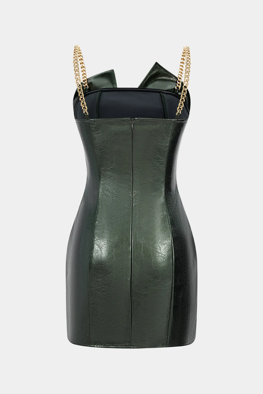 Faux Leather Metallic Ruched Sleeveless Slip Mini Dress sold by Micas product image thumbnail 2