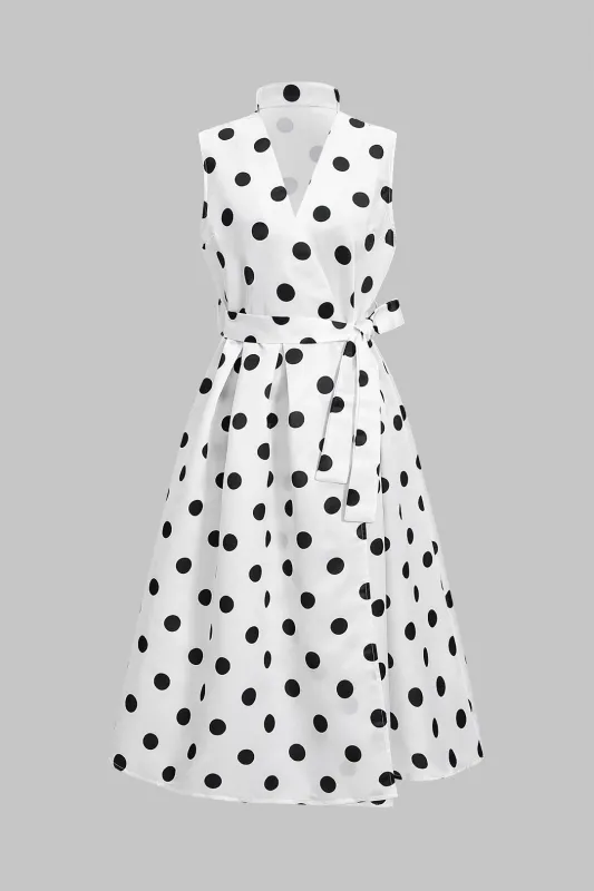 Polka Dots Print Tie-Up Sleeveless Maxi Dress sold by Micas