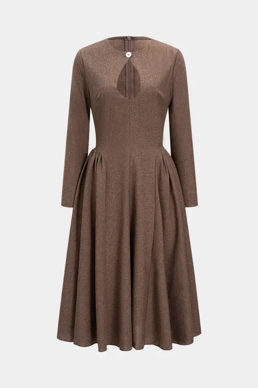 Zipper Cut Out Ruched Long Sleeve Maxi Dress sold by Micas