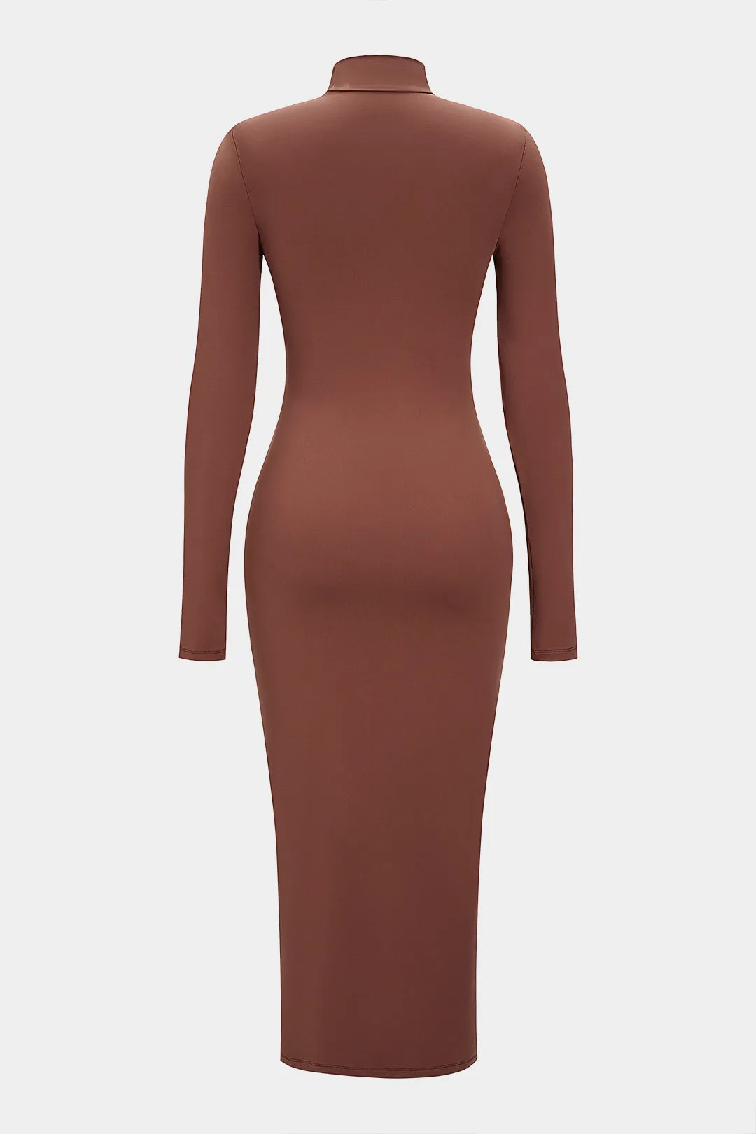 Mock Neck Braided Ruched Long Sleeve Midi Dress sold by Micas product image thumbnail 2