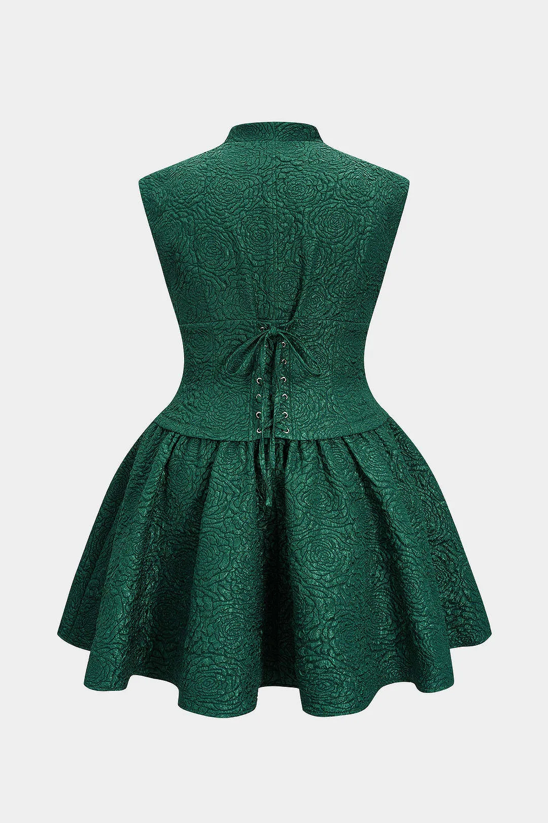 Plus Size Jacquard Zipper Ruched V-Neck Sleeveless Mini Dress sold by Micas product image thumbnail 2