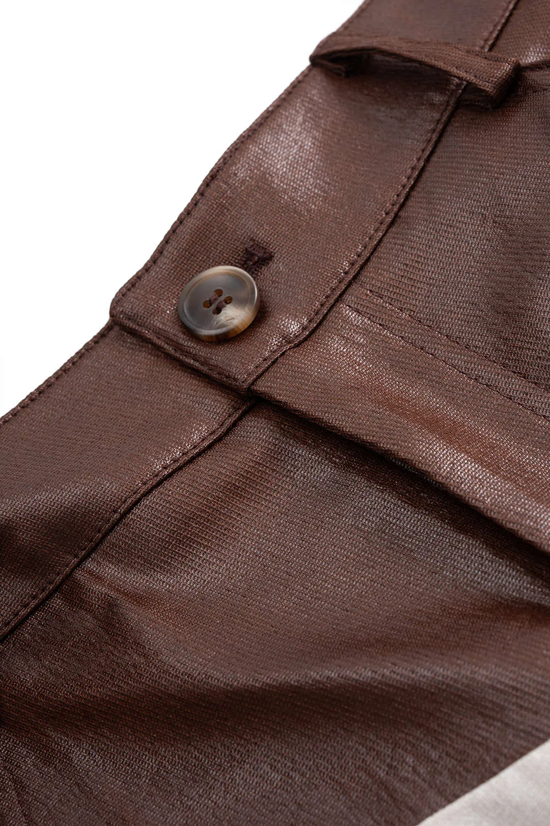 Plus Size Faux Leather Linen Patchwork Ruched Trousers sold by Micas product image thumbnail 3