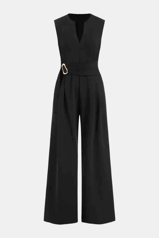 Solid Ruched Sleeveless Jumpsuit sold by Micas