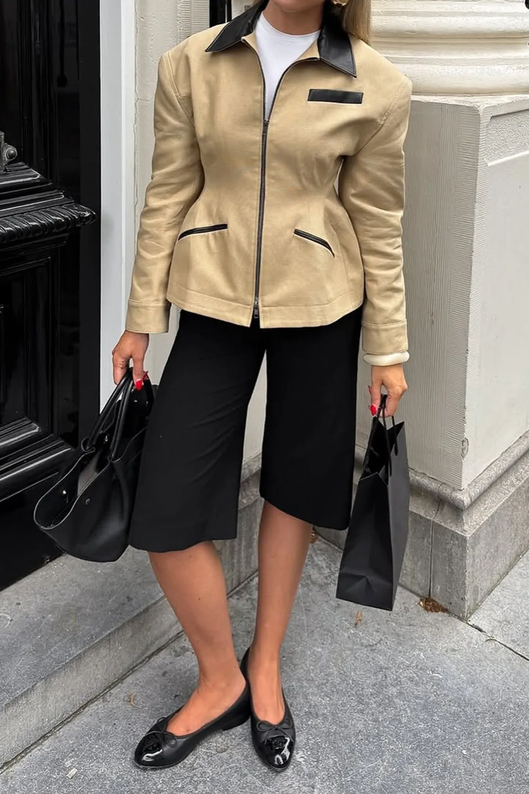 Faux Leather Zipper Patchwork Notched Lapel Jacket sold by Micas product image thumbnail 4