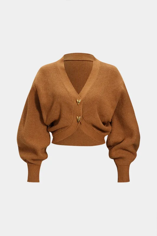 Metallic V-Neck Sweater Cardigan sold by Micas