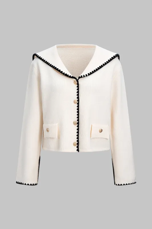 Knit Contrast Button Cardigan sold by Micas