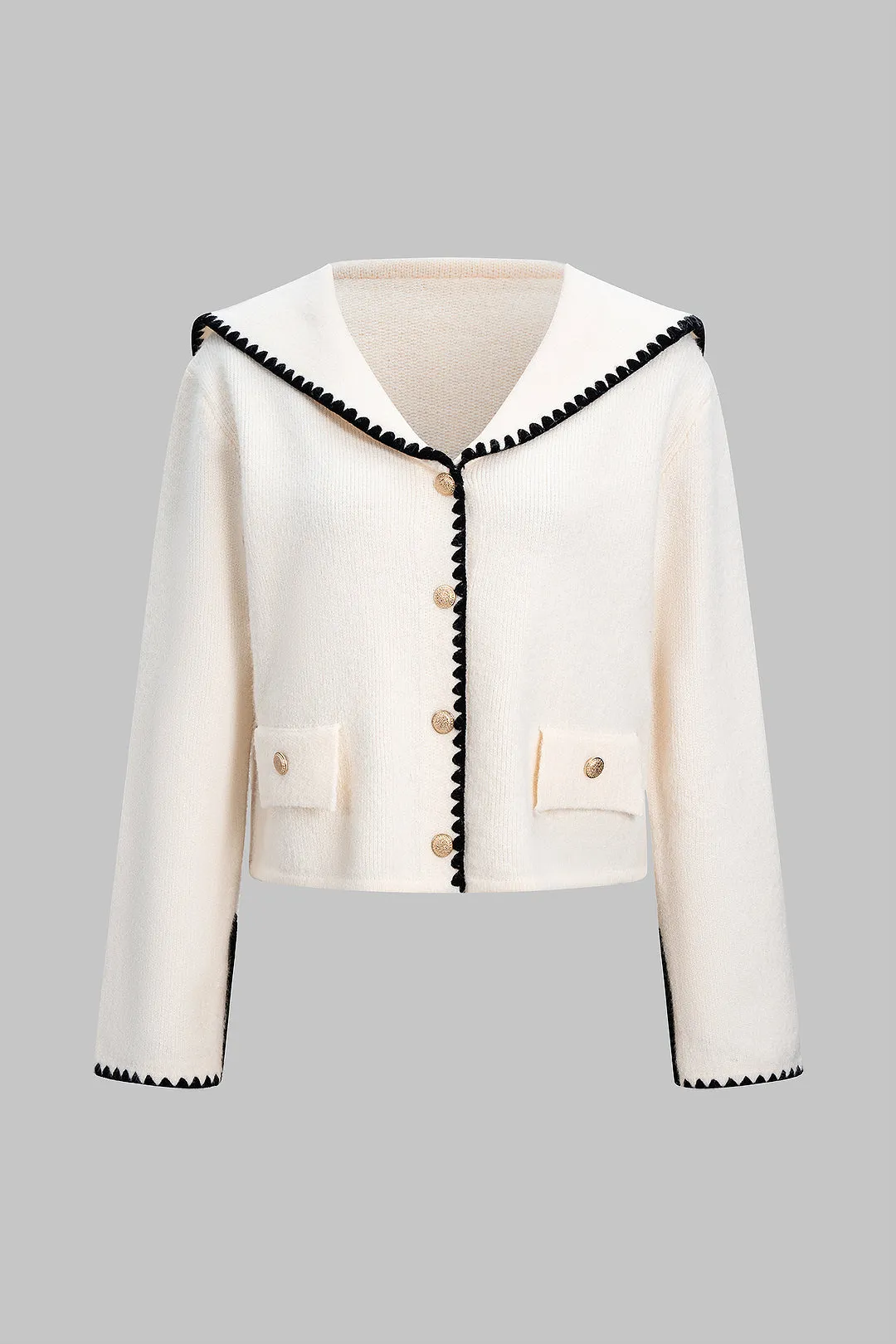 Knit Contrast Button Cardigan sold by Micas