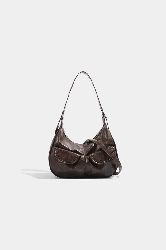 Faux Leather Zipper Shoulder Bag sold by Micas