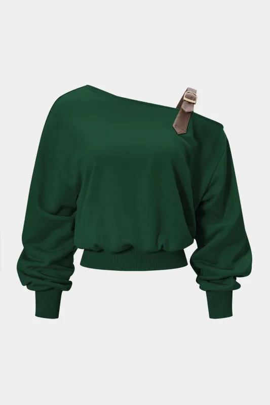 Plus Size Patchwork Asymmetrical Long Sleeve Sweatshirt sold by Micas