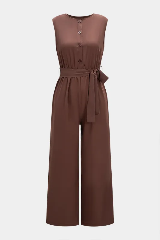 Tie-Up Wide Leg Sleeveless Jumpsuit sold by Micas