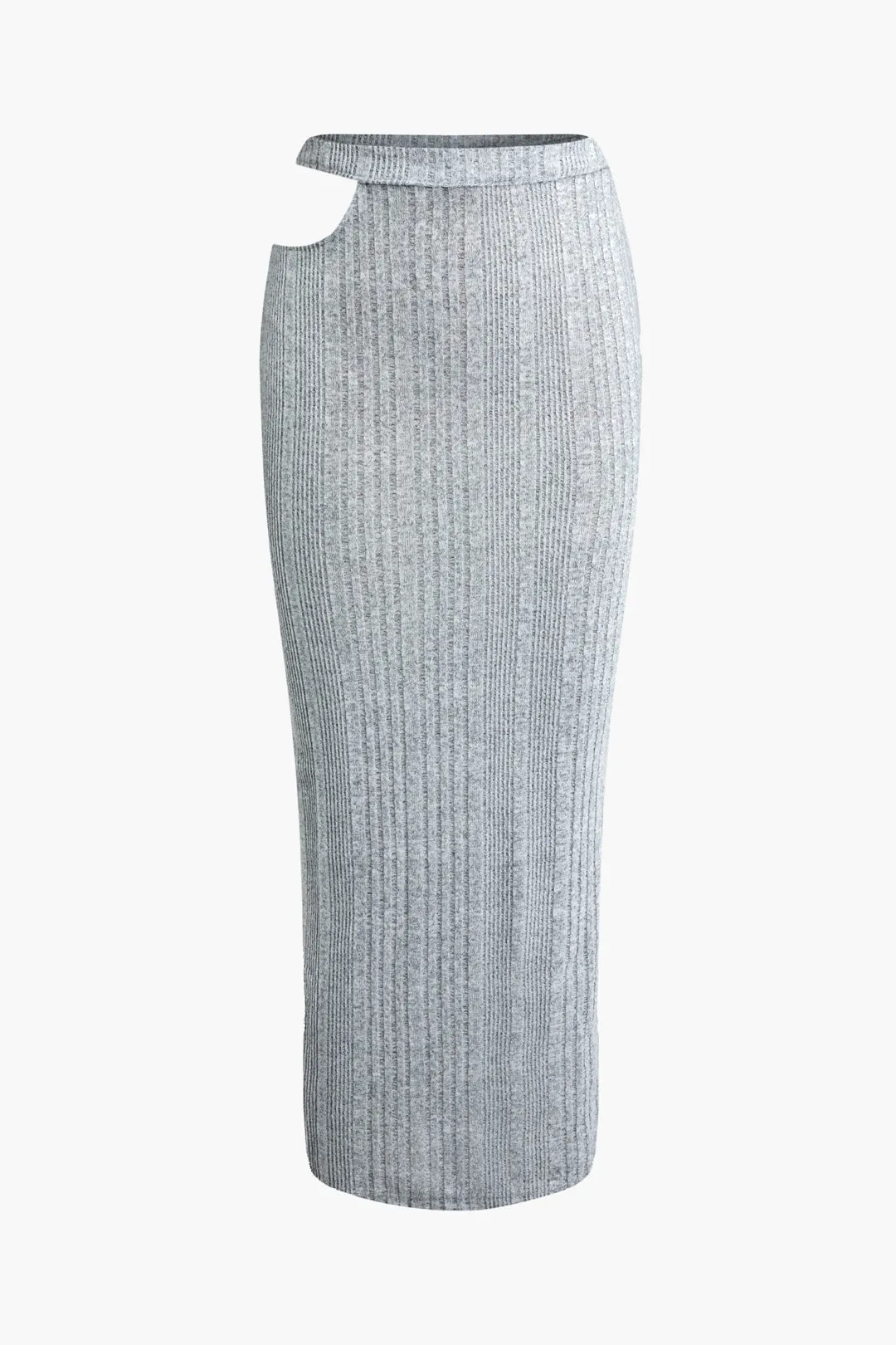 Cut Out Ribbed Long-Sleeve Top And Skirt Set sold by Micas product image thumbnail 4