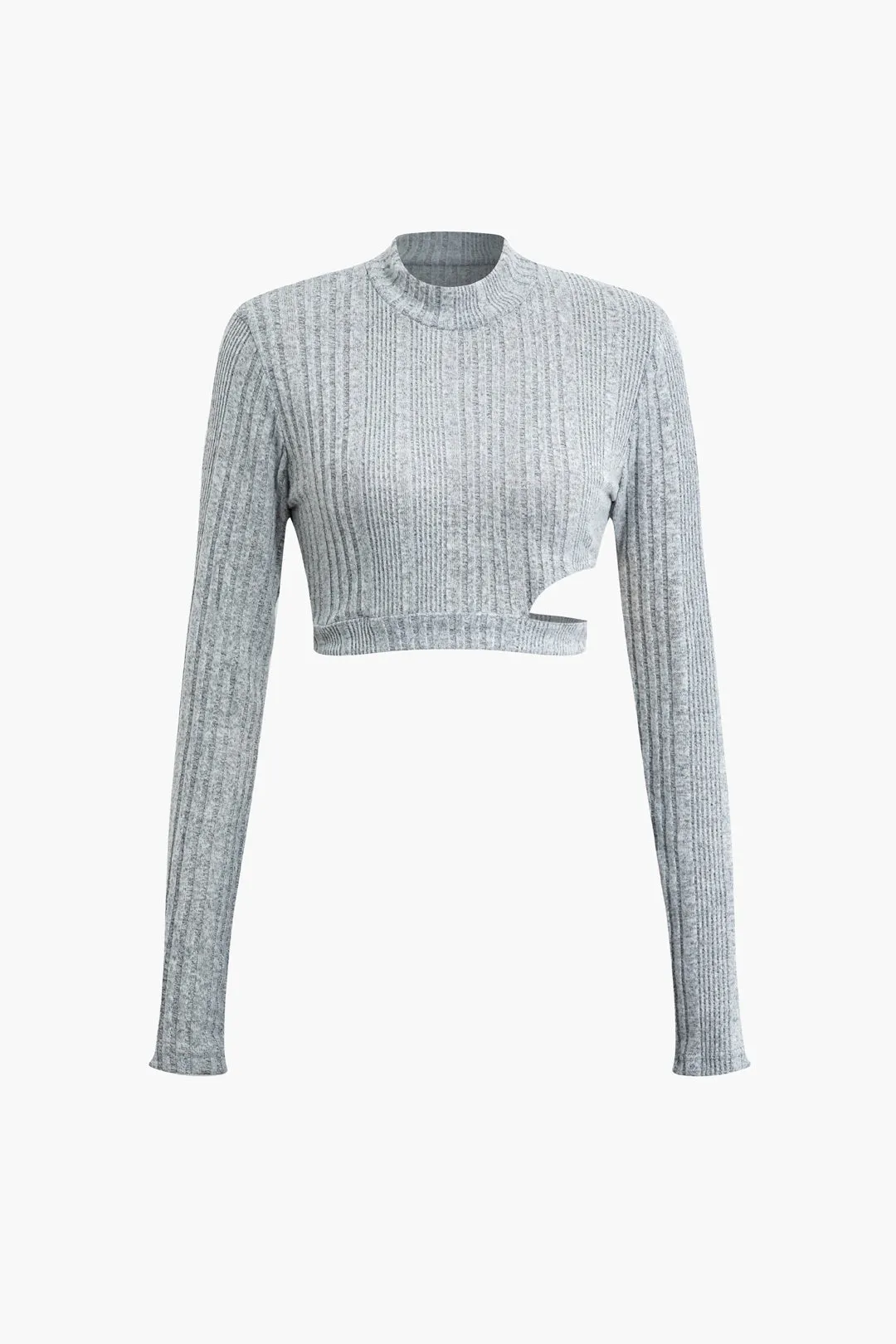 Cut Out Ribbed Long-Sleeve Top And Skirt Set sold by Micas product image thumbnail 2