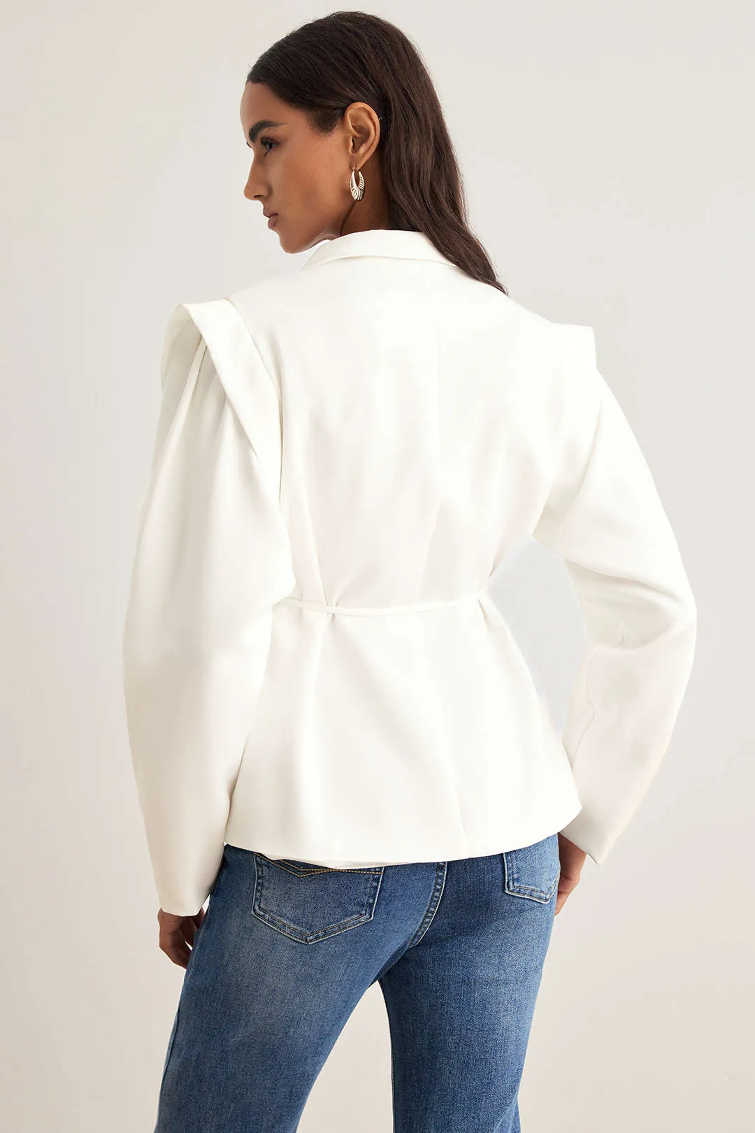 Tie-Up Notched Lapel Shoulder Pads Blazer sold by Micas product image thumbnail 3
