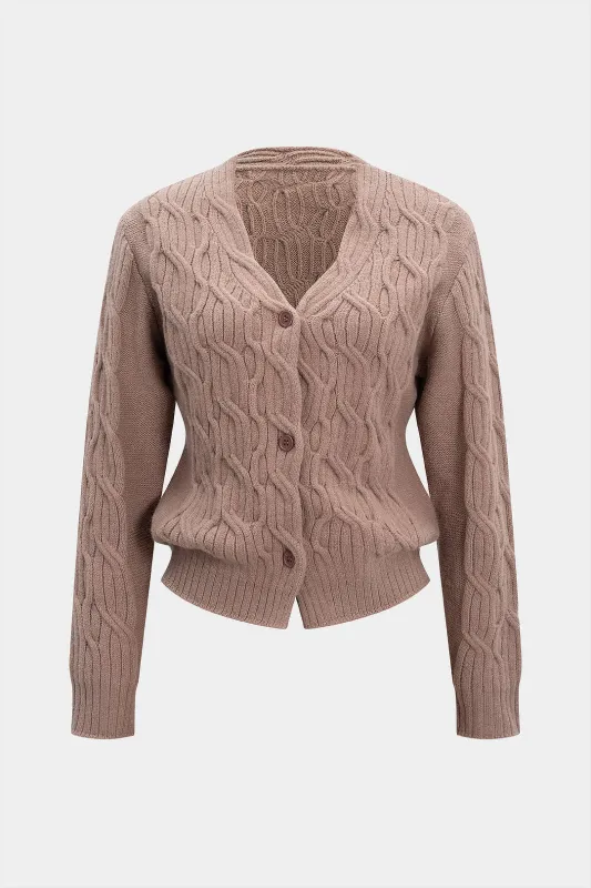 Cable Knit V-Neck Cardigan sold by Micas