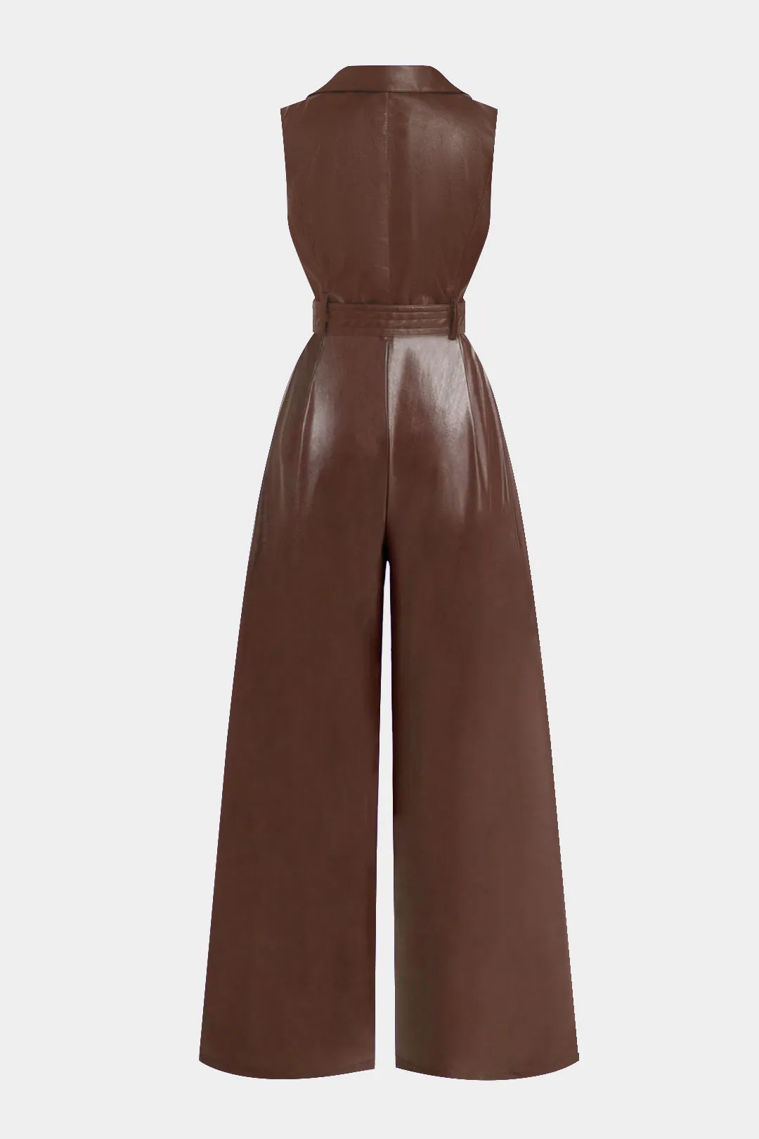 Faux Leather Belted Tank Sleeveless Jumpsuit sold by Micas product image thumbnail 2