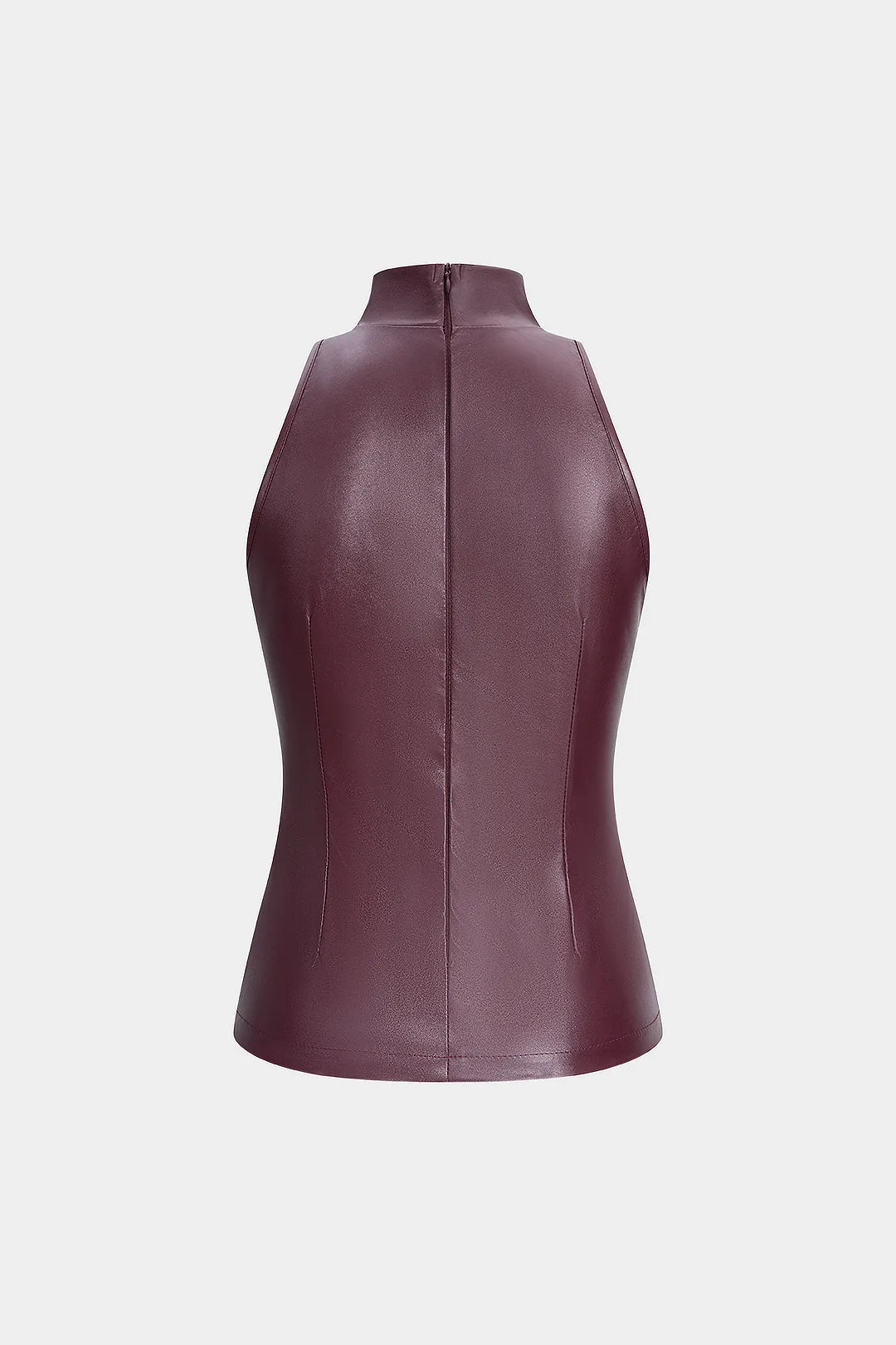 Faux Leather Mock Neck Tank Top sold by Micas product image thumbnail 2