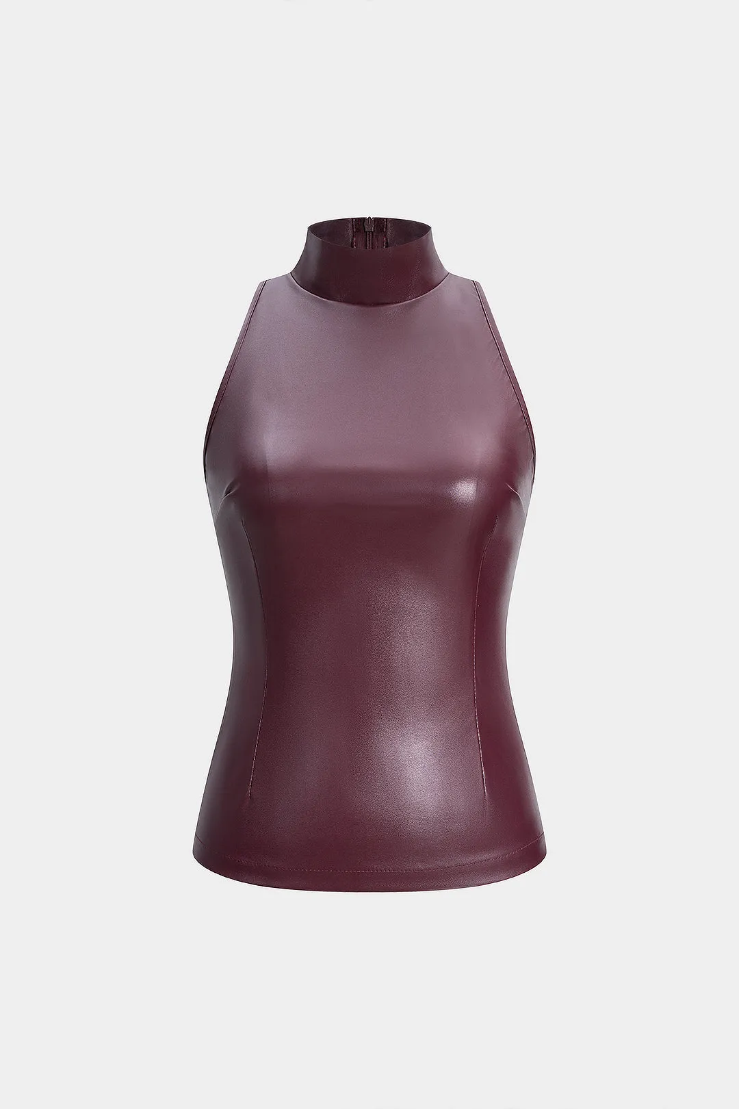 Faux Leather Mock Neck Tank Top sold by Micas