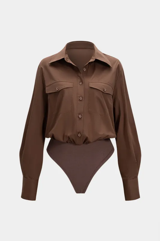Button Pocket Long Sleeve Bodysuit sold by Micas