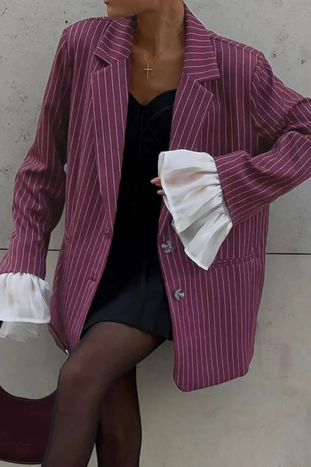 Stripes Print Bell Sleeve Blazer sold by Micas product image thumbnail 2