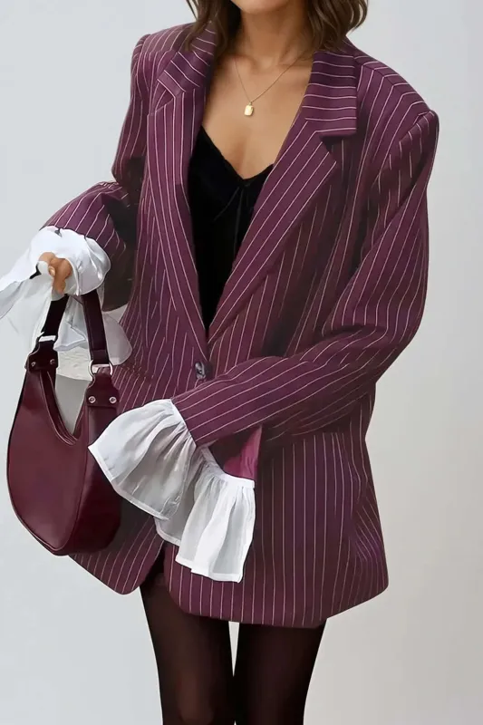 Stripes Print Bell Sleeve Blazer sold by Micas