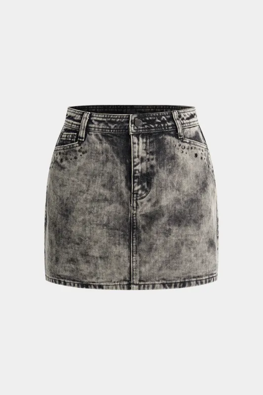 Denim Studded Skirt sold by Micas