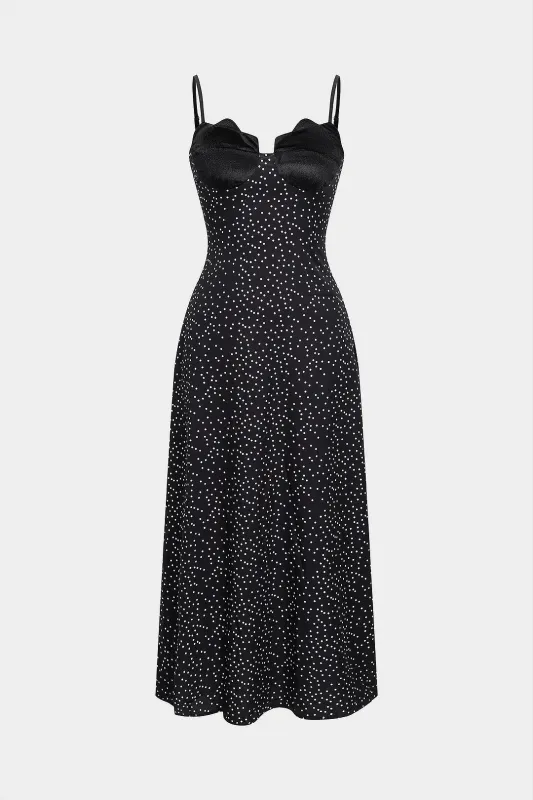 Polka Dots Contrast Print Slip Sleeveless Maxi Dress sold by Micas