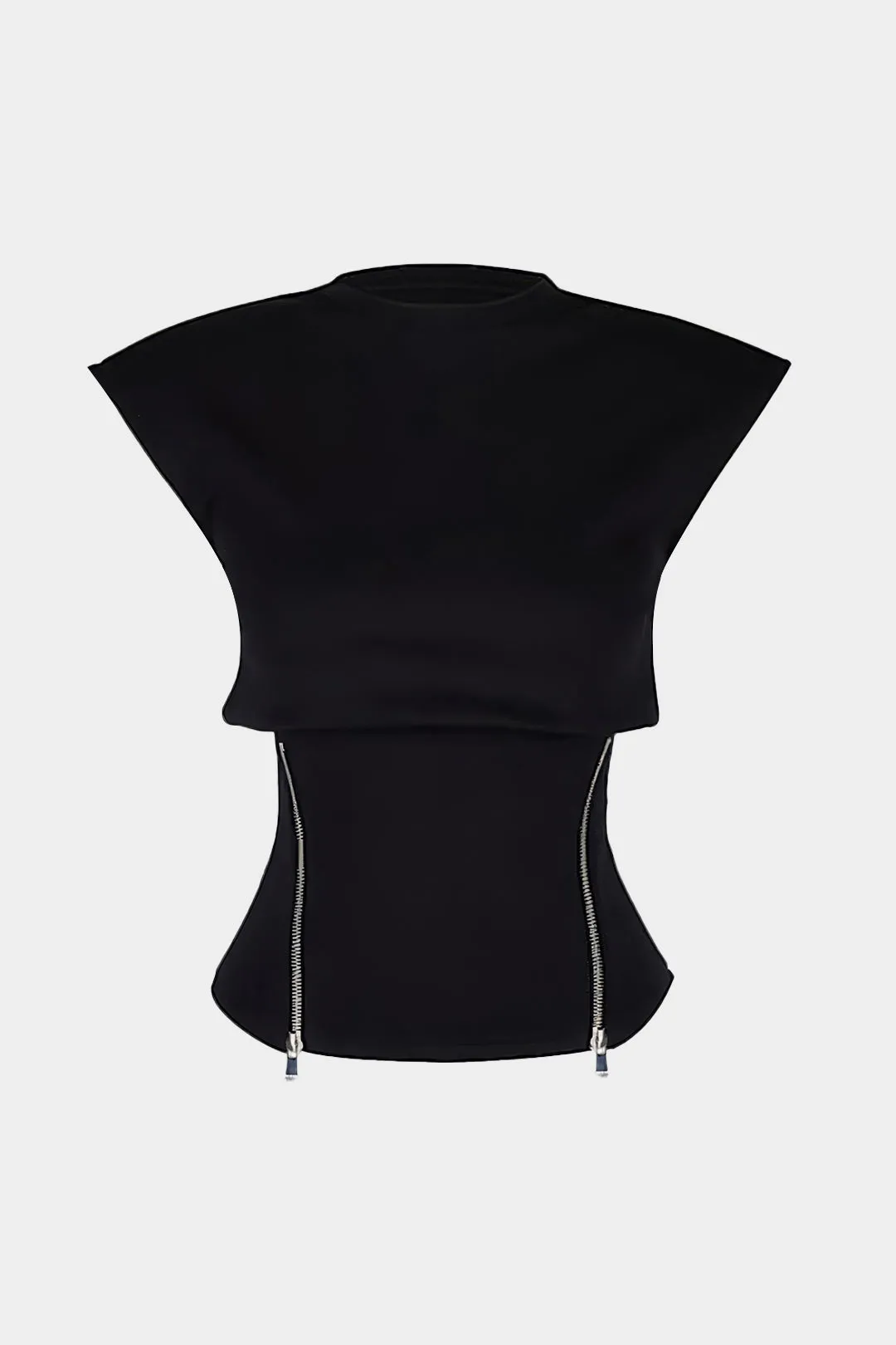 Zipper Round Neck Short-Sleeve T-Shirt sold by Micas