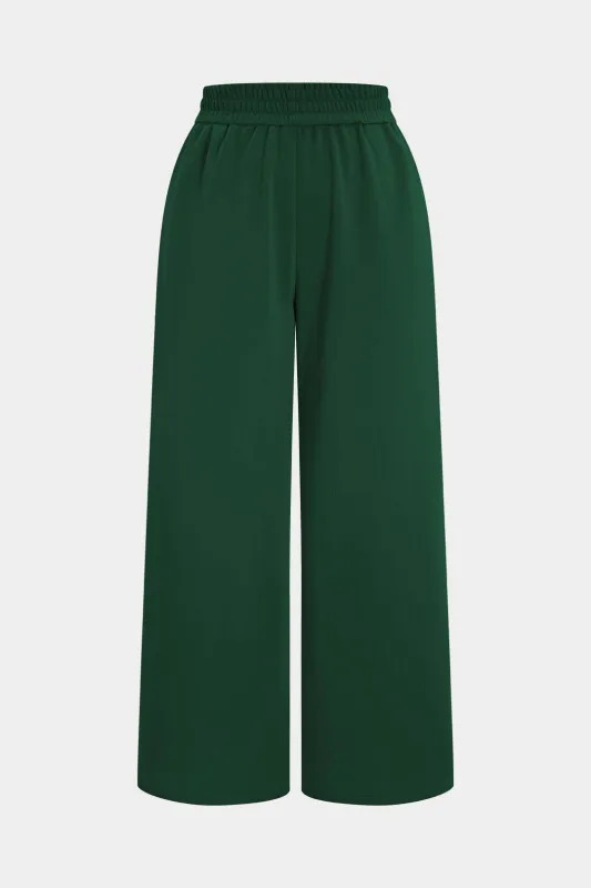 Plus Size Shirred Waistband Pleated Trousers sold by Micas
