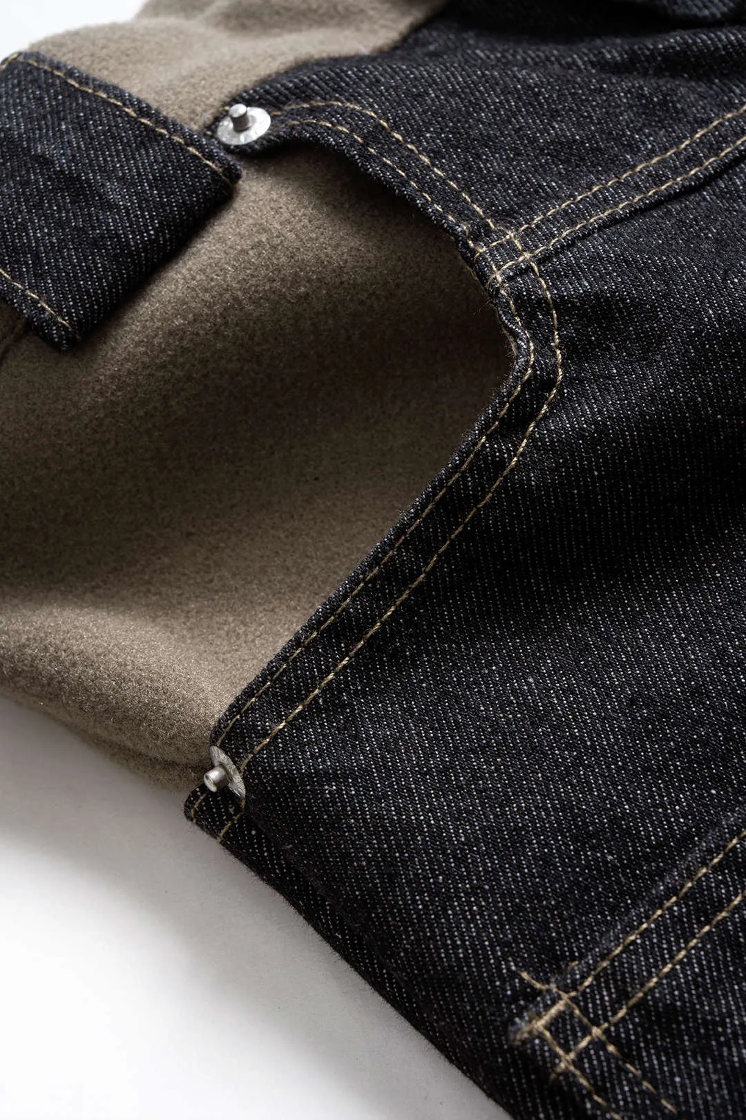 Denim Patchwork Pocket Straight Leg Jeans sold by Micas product image thumbnail 3