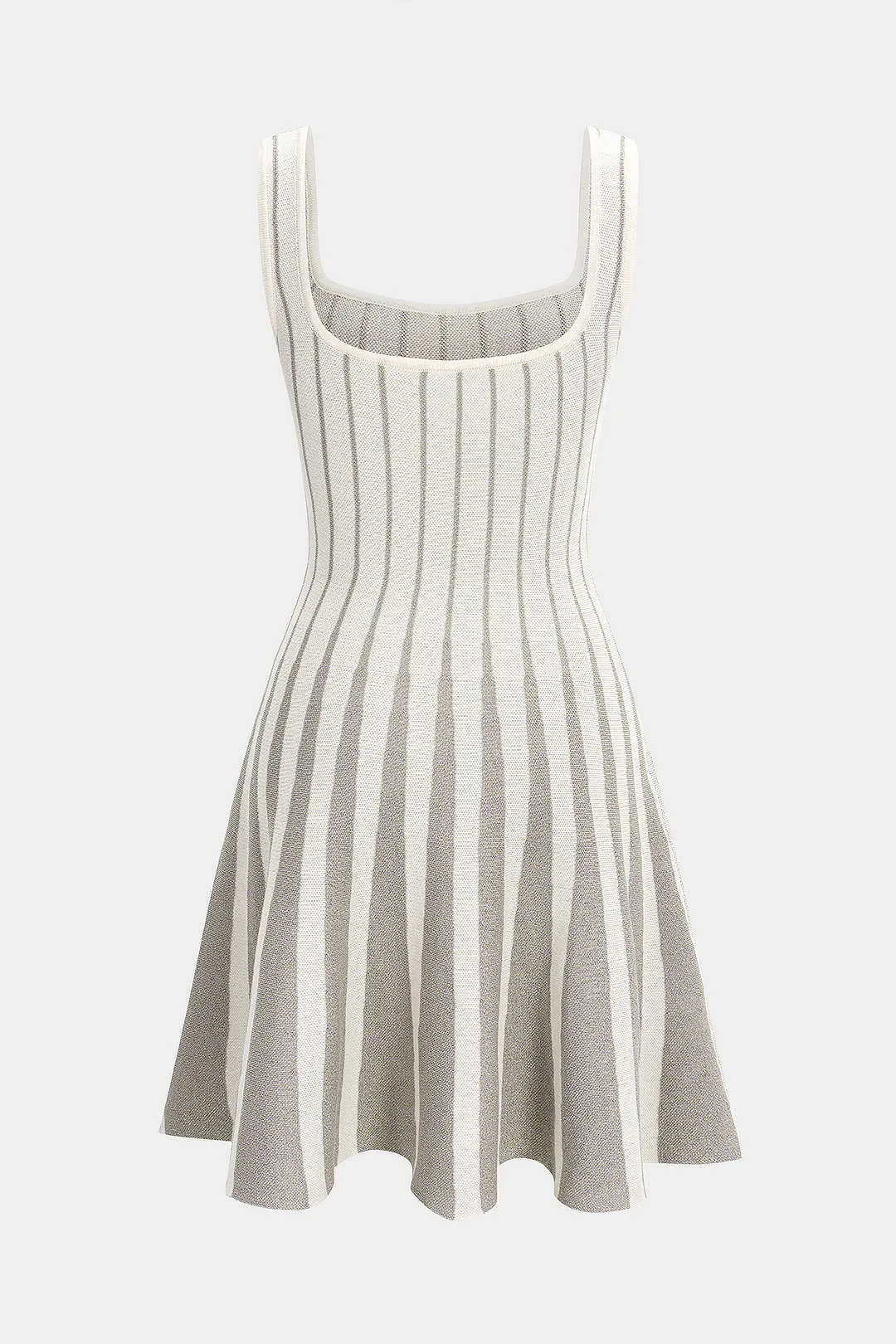 Striped Contrast Print Knitted Square Neck Sleeveless Dress sold by Micas product image thumbnail 2