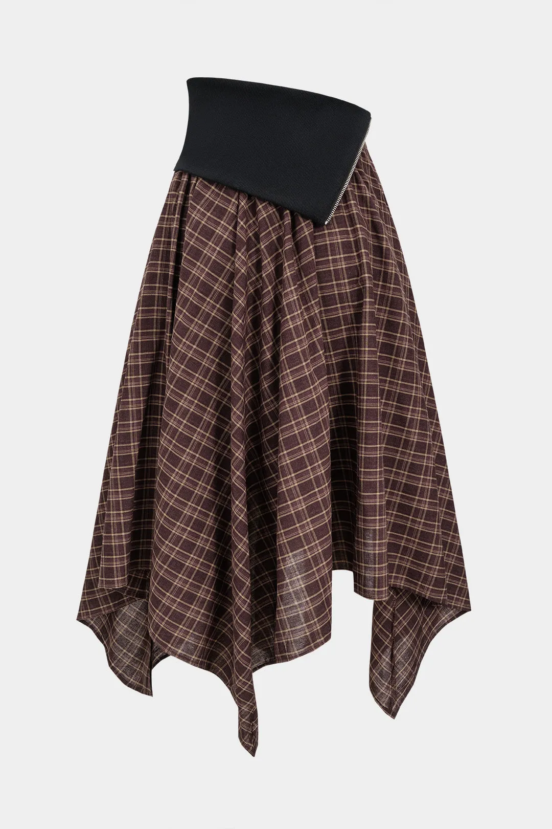 High Waist Patchwork Irregular Hem Skirt sold by Micas product image thumbnail 2