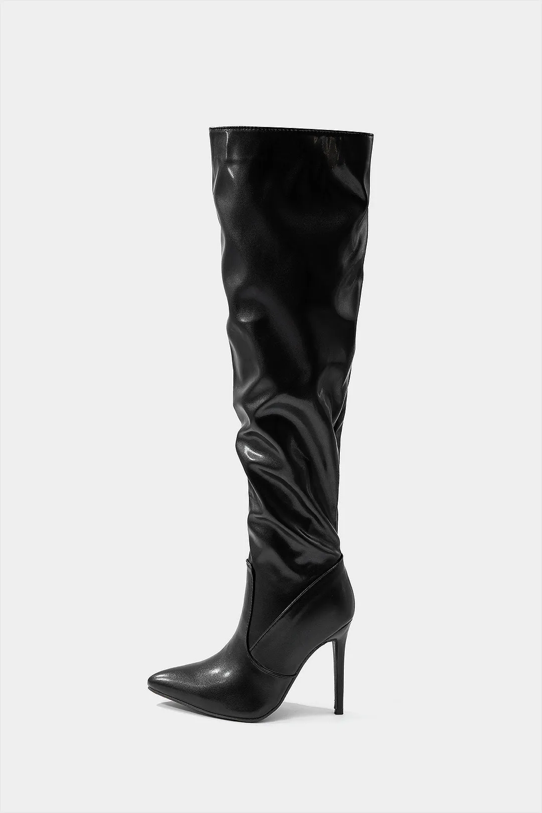 Wrinkled Pointed Toe Knee High Boots sold by Micas product image thumbnail 2