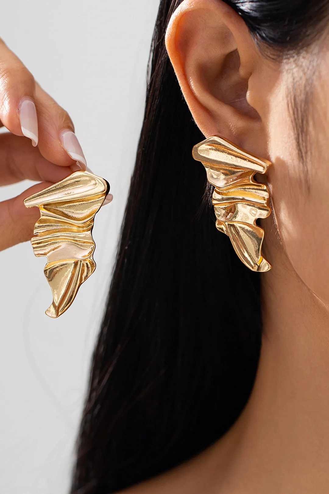 Alloy Irregular Pleated Earrings sold by Micas