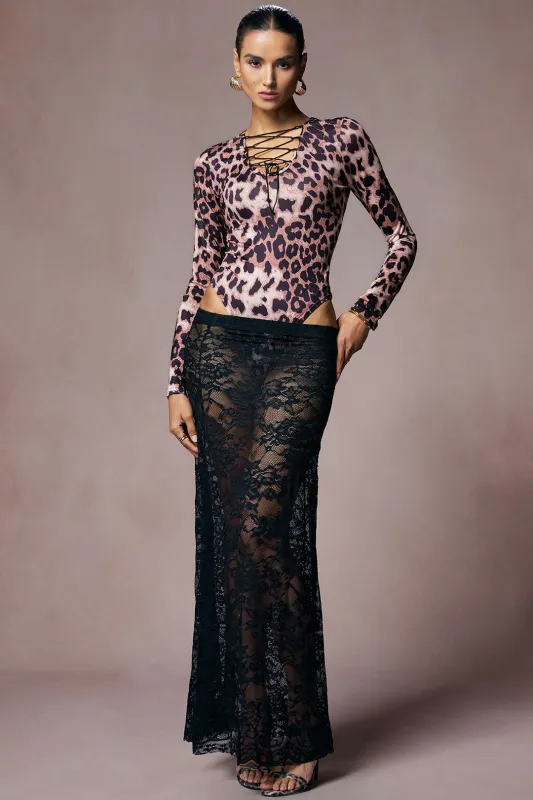 Leopard Print V-Neck Long Sleeve Bodysuit sold by Micas