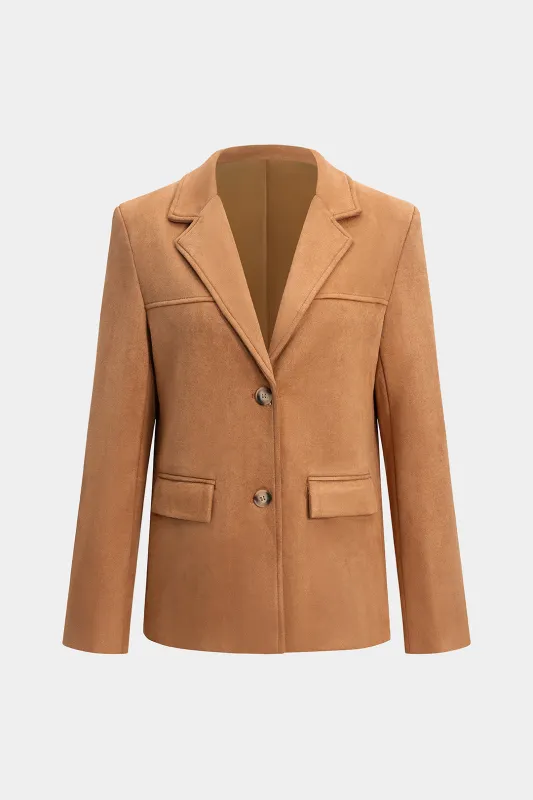 Suede Button Notched Lapel Jacket sold by Micas