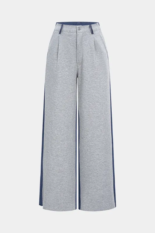 Denim High Waist Patchwork Wide Leg Jeans sold by Micas