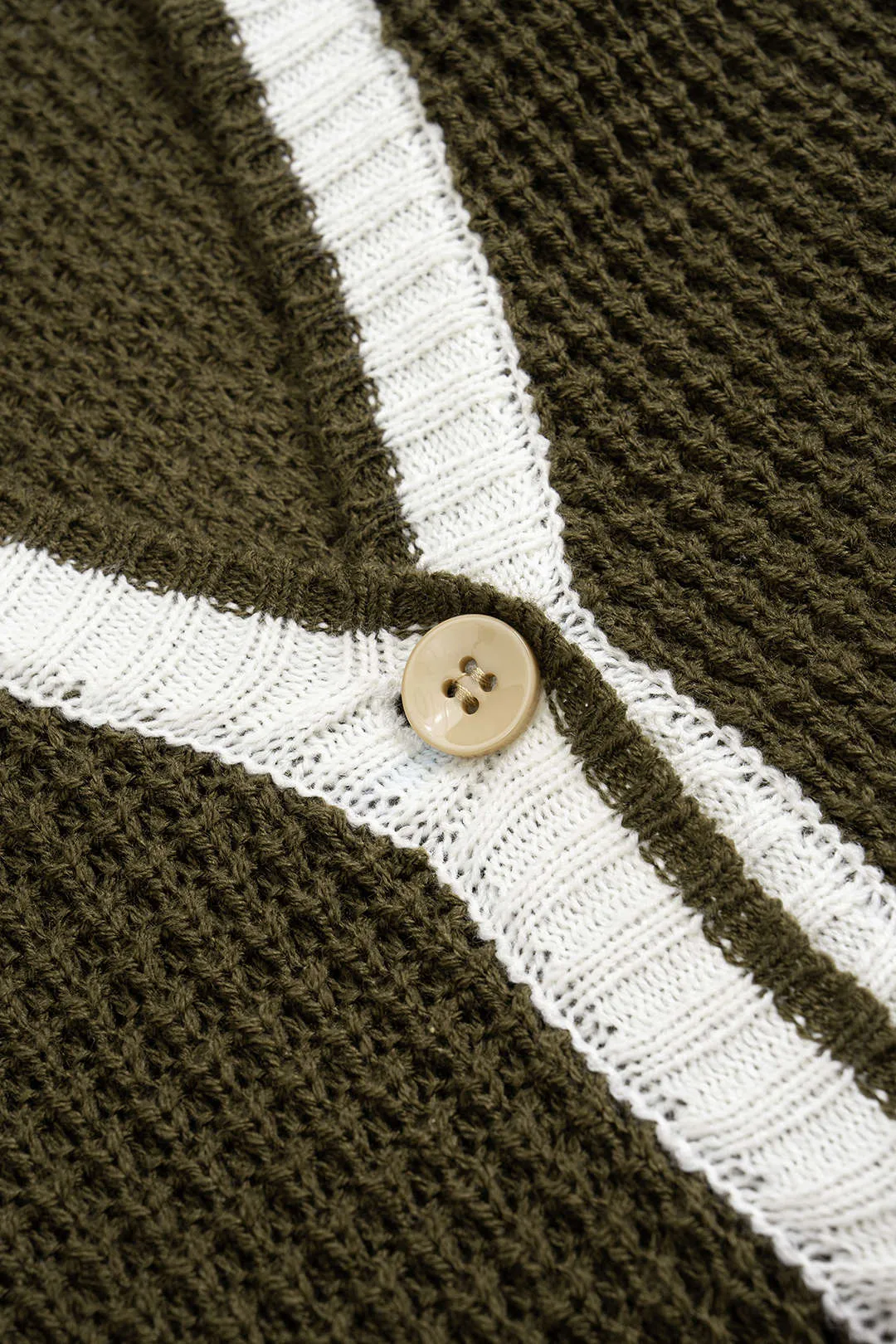 Color Block Stripes Contrast Knit Button Cardigan sold by Micas product image thumbnail 4
