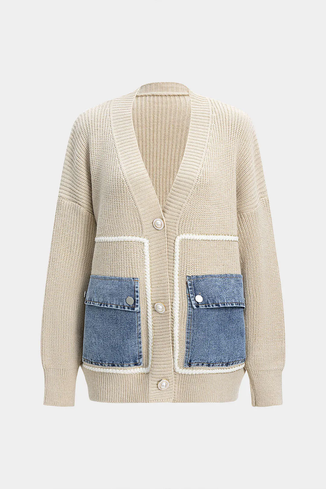 Knit Patchwork Pocket Cardigan sold by Micas