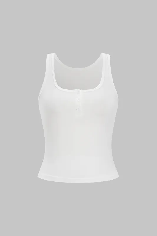 Solid Button Tank Top sold by Micas