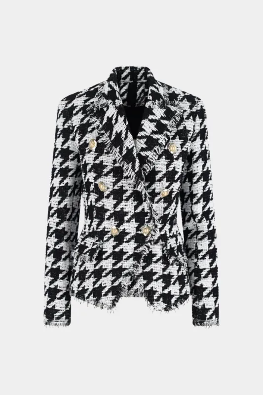 Houndstooth Print Notched Lapel Blazer sold by Micas