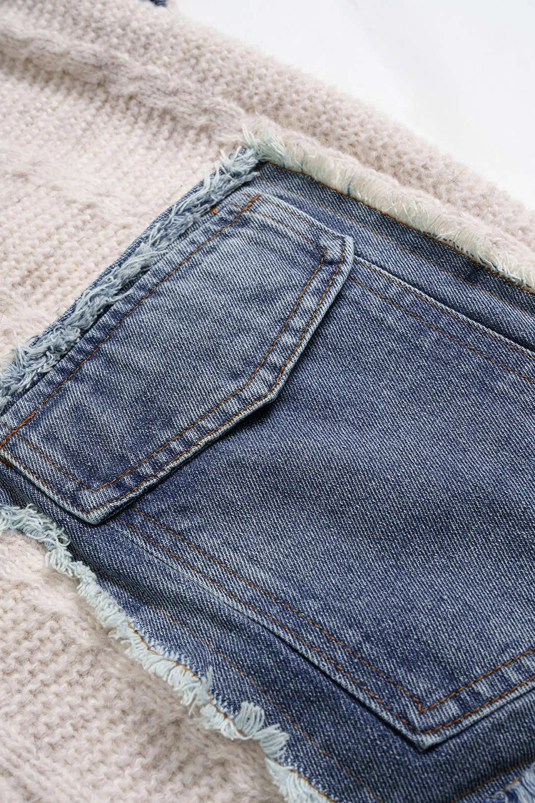 Knit Patchwork Button Pocket Cardigan sold by Micas product image thumbnail 4