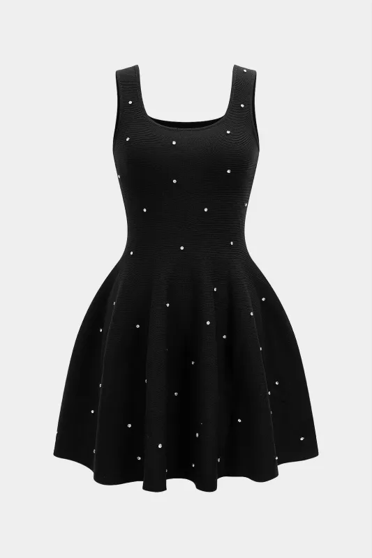Rhinestone Puff Hem Sleeveless Mini Dress sold by Micas