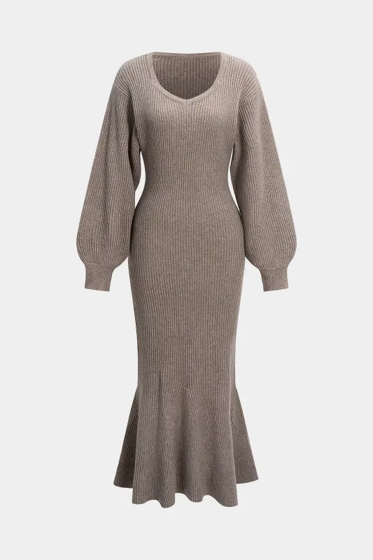 Ruffle Detail Hem Long Sleeve Maxi Dress sold by Micas