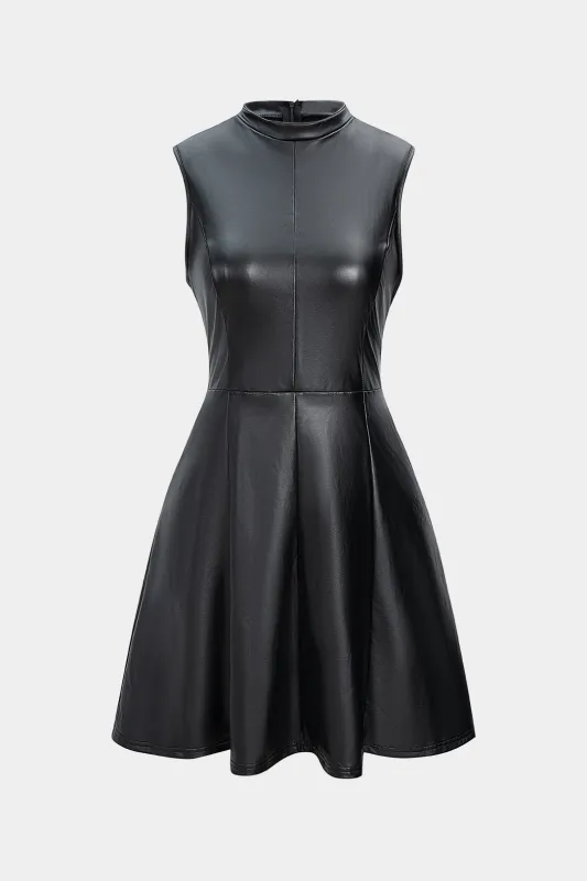 Faux Leather High Waist Sleeveless Mini Dress sold by Micas