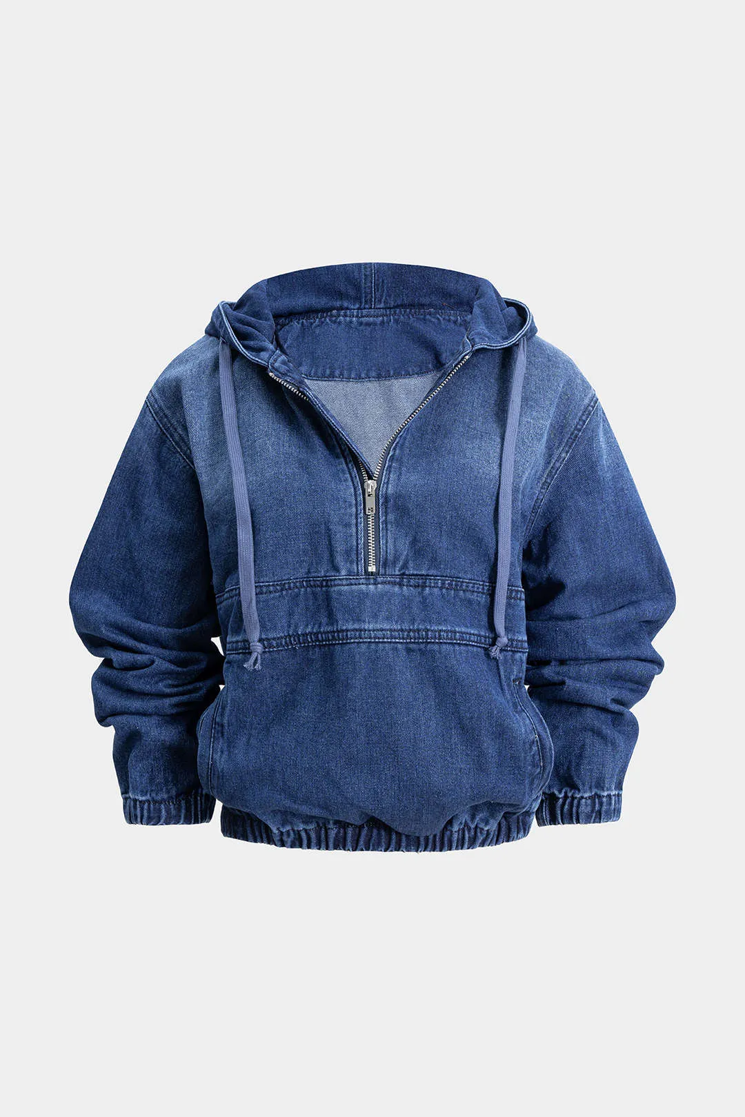 Denim Drawstring Long Sleeve Hoodie sold by Micas product image thumbnail 3