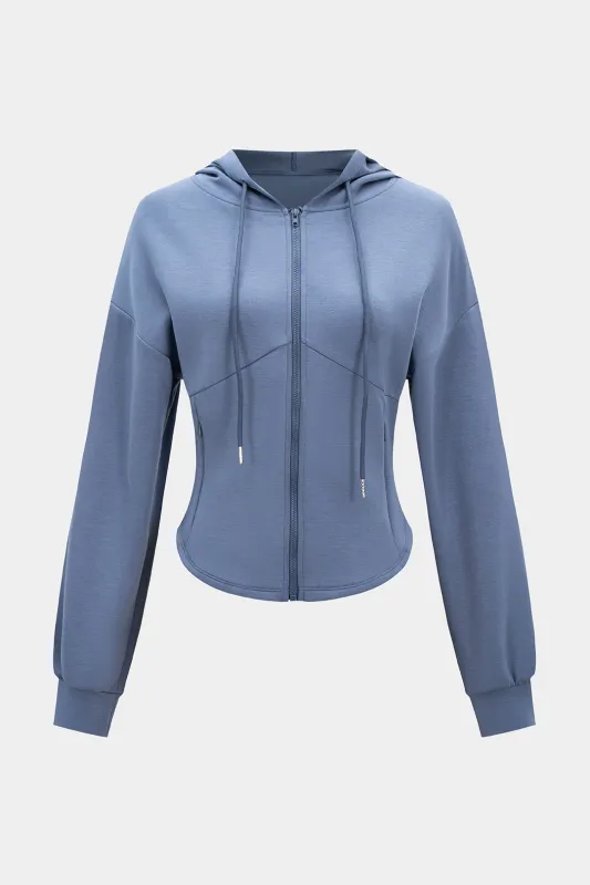 Zipper Drawstring Pocket Hoodie sold by Micas