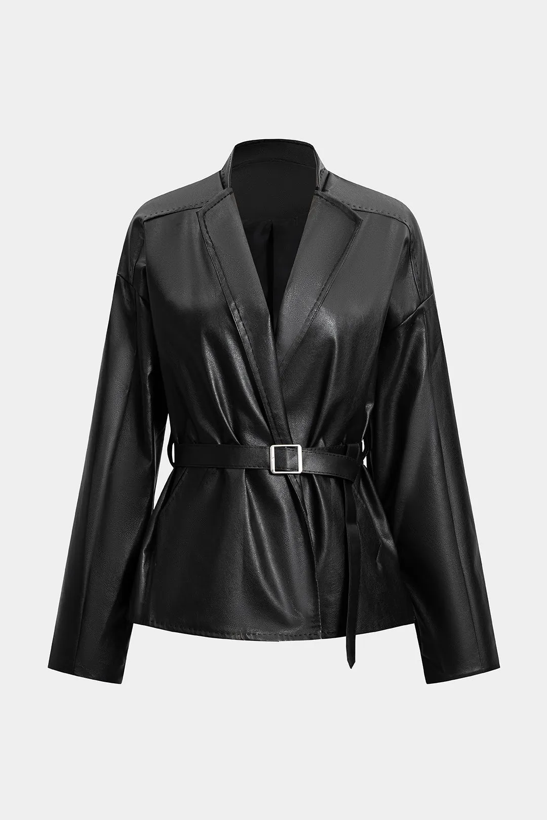 Faux Leather Tie-Up Blazer sold by Micas